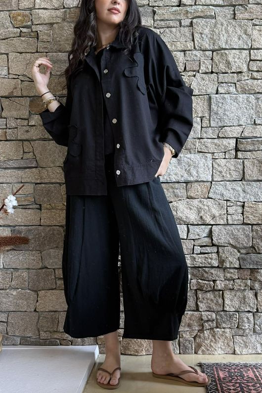 Jo Jo Quirky Hopsack Crop Pant Black 